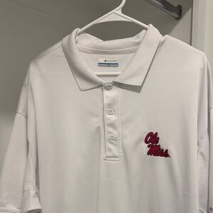 Columbia White Polo Shirt with Ole Miss Embroidery